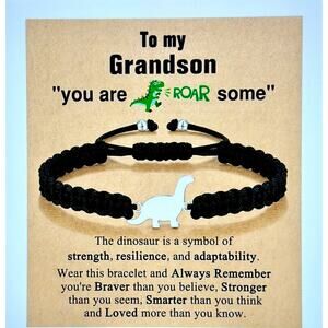 Adjustable Dinosaur Woven Wristband Bracelet To My Grandson